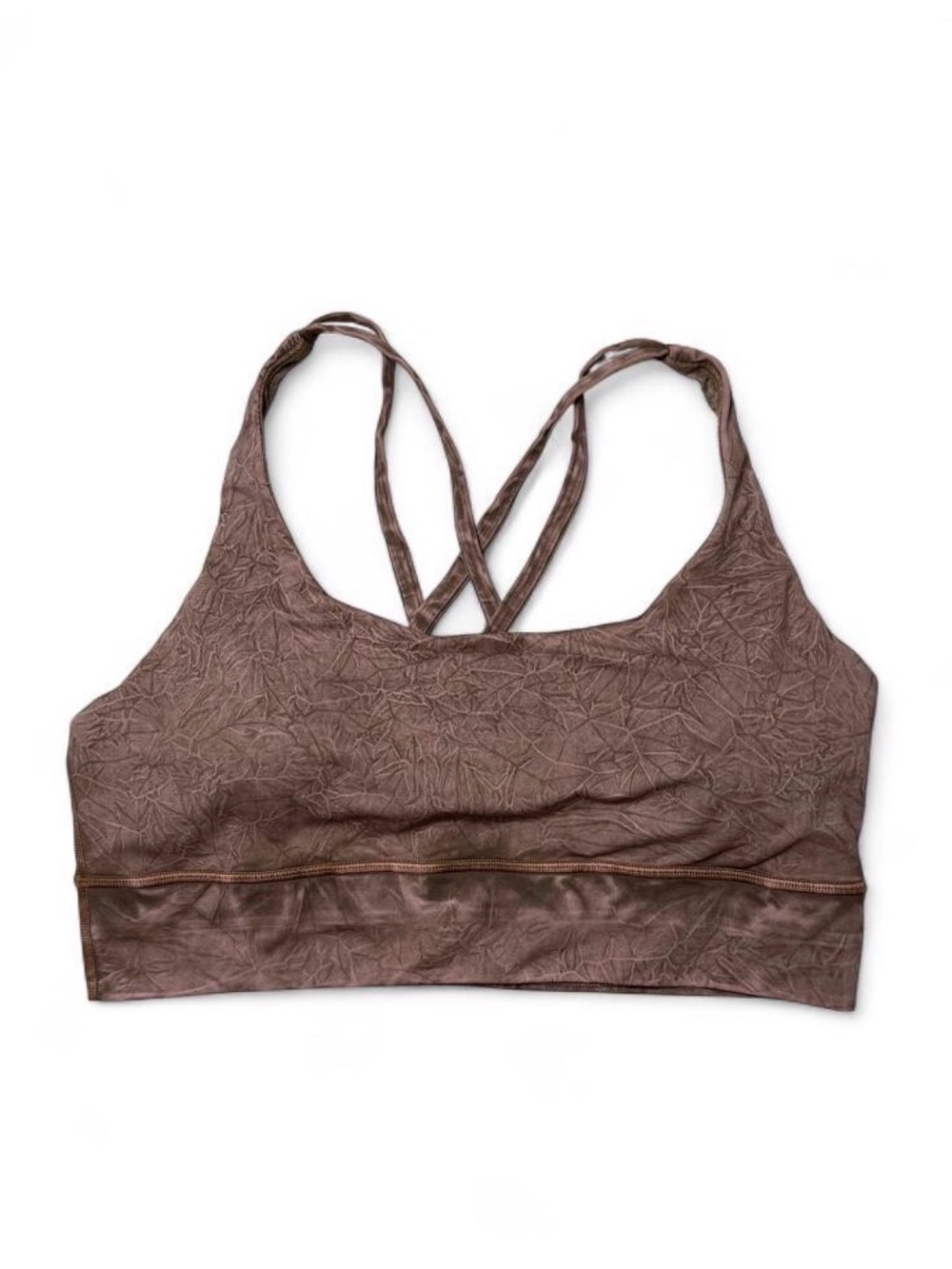 Lululemon Energy Bra Longline Ice Dye Wash Brown Padded Sports Bra Size 12